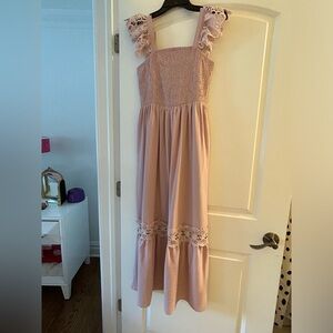 mauve, long flowy dress